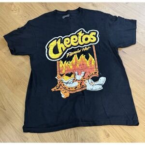 CHEETOS FLAMIN HOT SHIRT ADULT‎ LARGE BLACK PULLOVER RETRO LOGO MENS